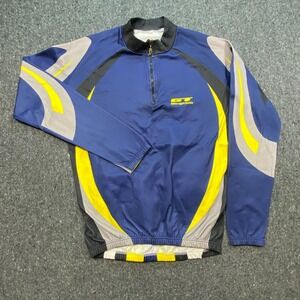 GT Bicycles Cycling Jersey M Men Blue Yellow Castelli 1/4 Zip Vintage Bike Shirt